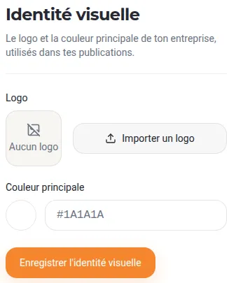 Écran réel : identité visuelle (logo et couleur principale)