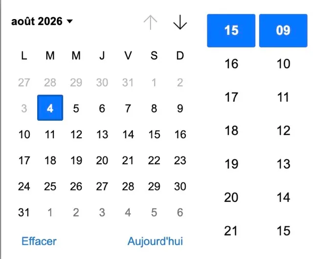 Écran réel de publication immédiate ou planifiée