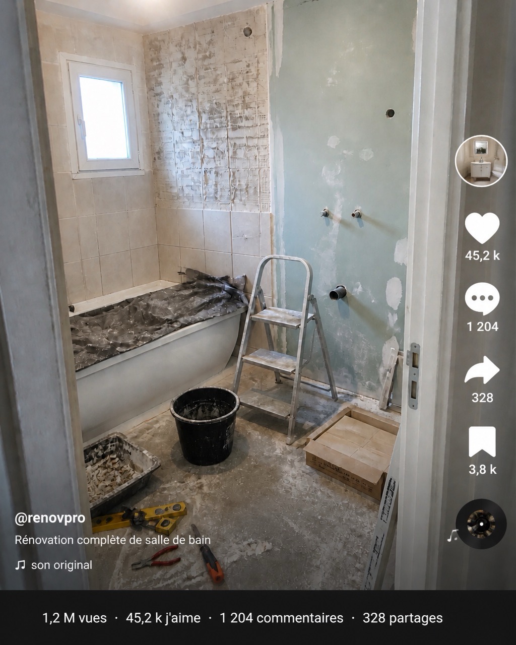 Exemple de publication TikTok créée à partir du chantier