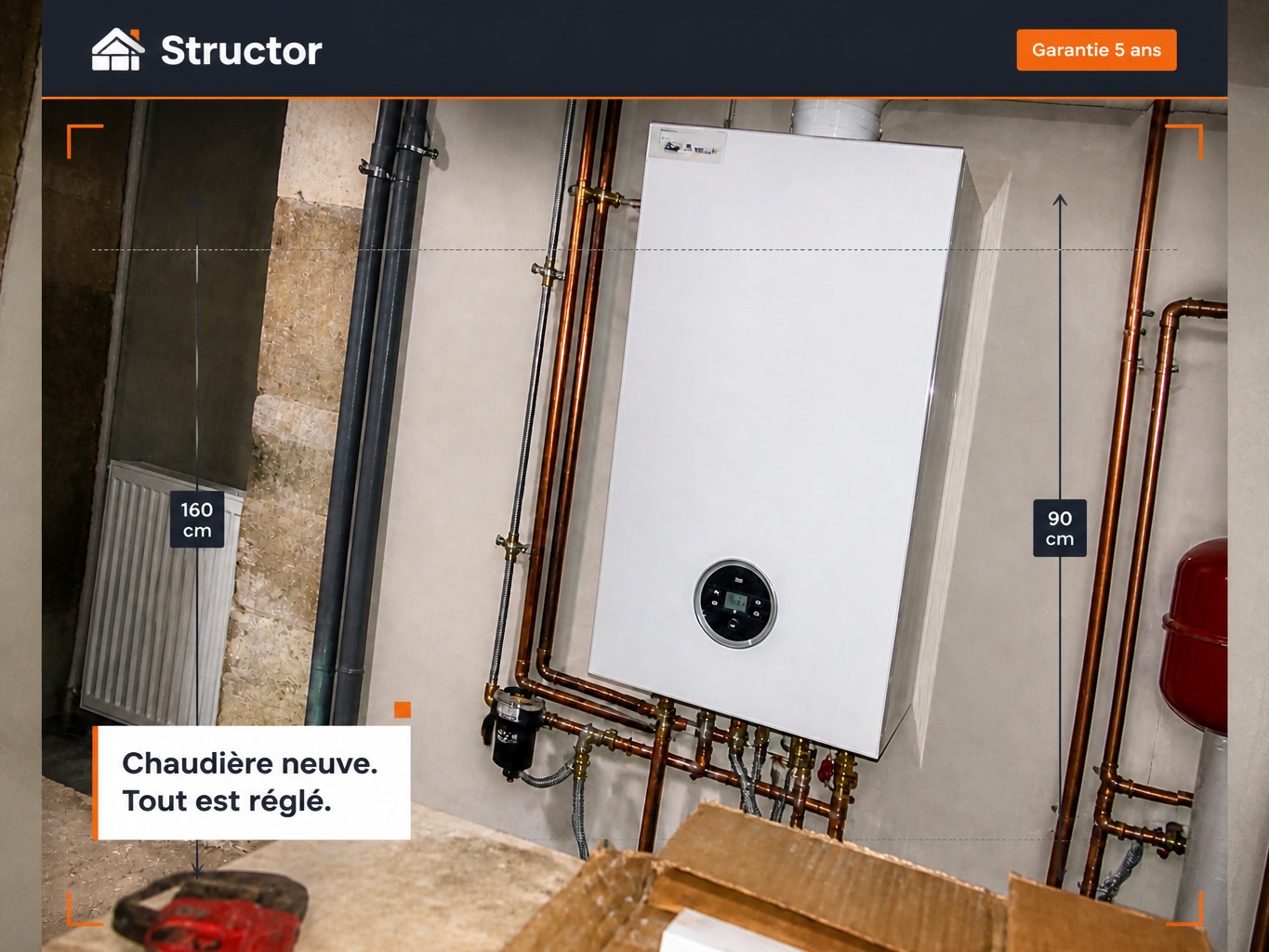 Heating system installation after photographic enhancement