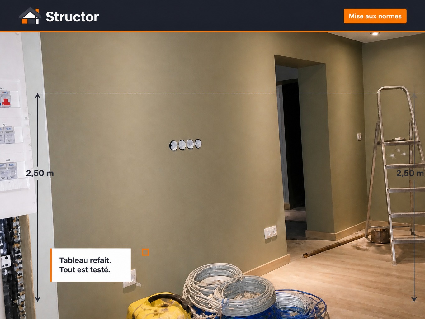 Electrical installation work after photographic enhancement