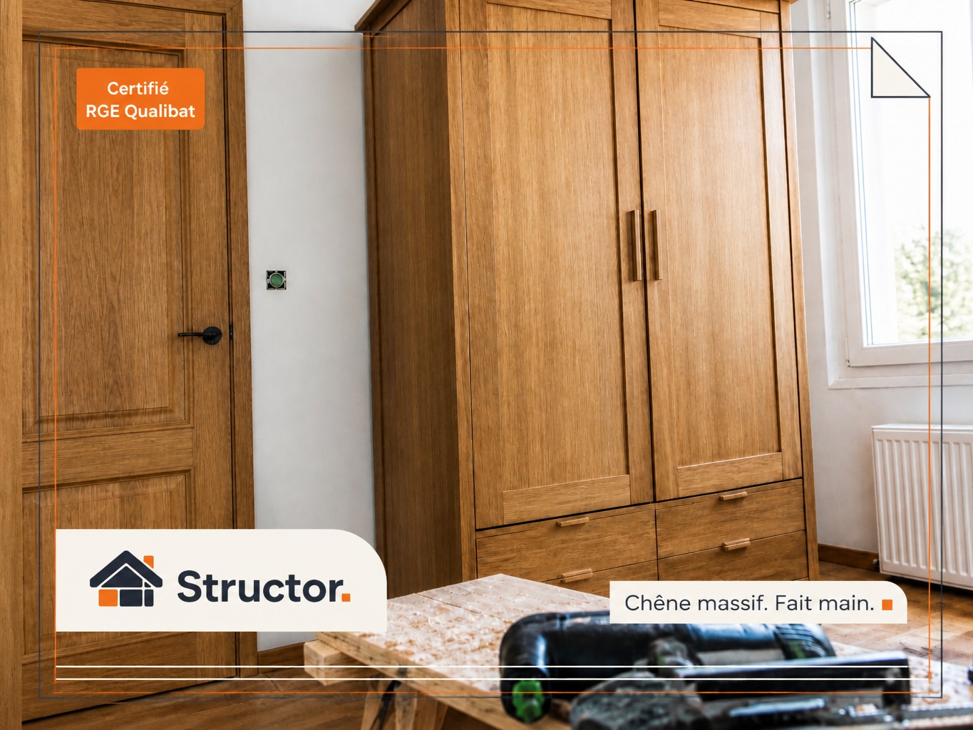 Carpentry installation after photographic enhancement
