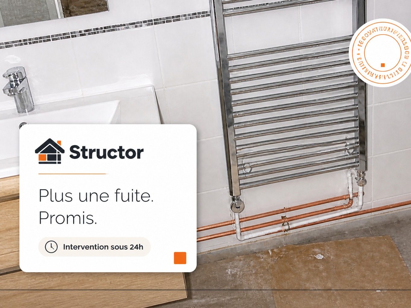 Bathroom plumbing installation after photographic enhancement